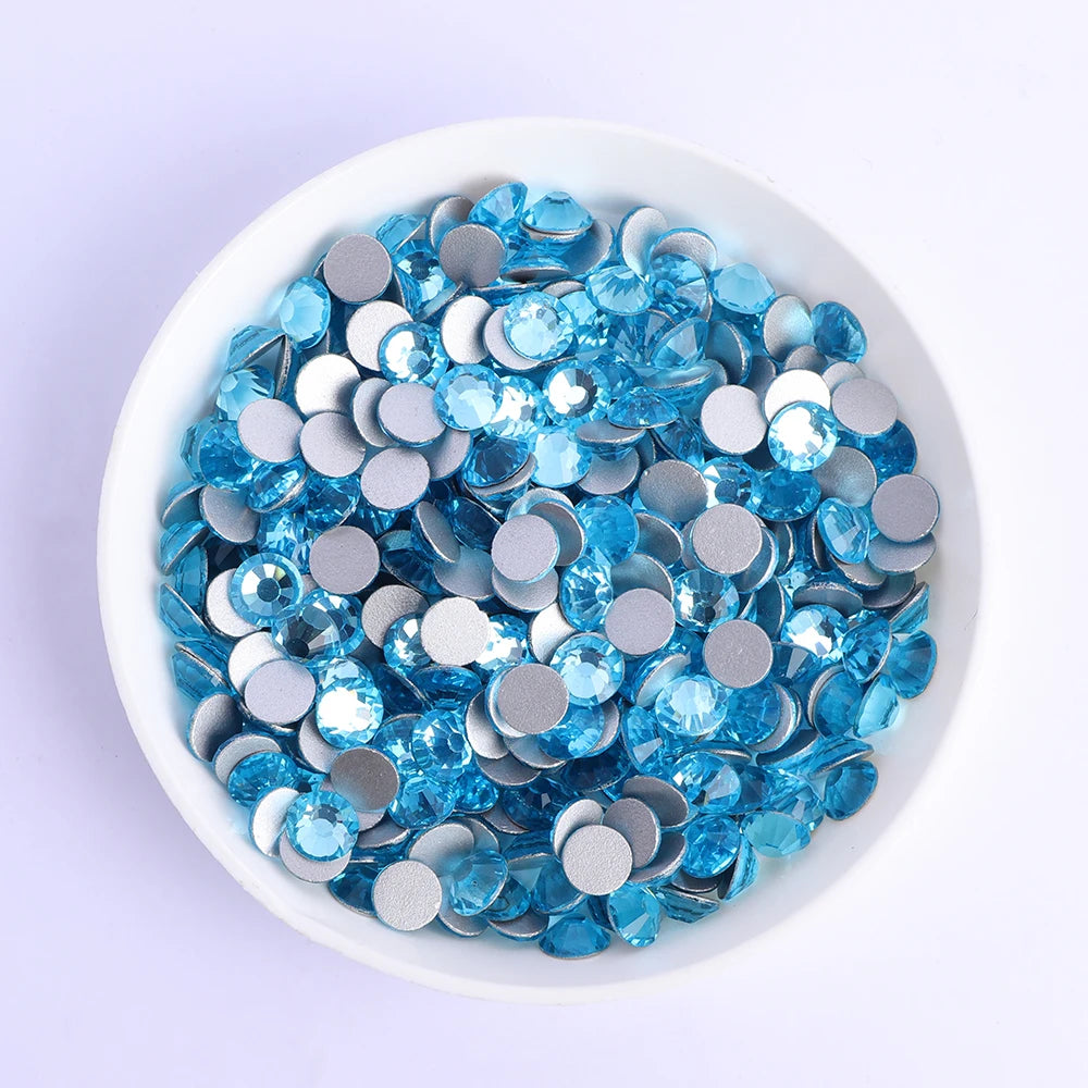 SS6-SS30 Wholesale Small Bag Non Hotfix Glue on 4A+ Quality Rhinestones Glass Crystal Flatback Regular Cut for Nail Art