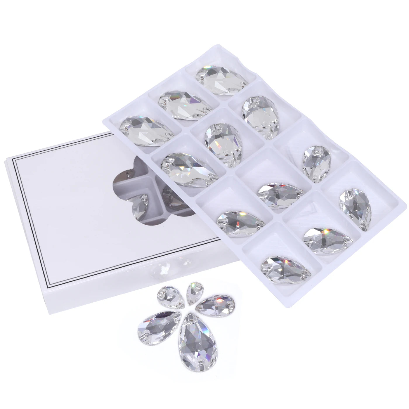 Factory Whosale Mixsize Drop Sew-on Rhinestones  Bulk Flatback Coloful Rhinestones Sewing Strass Bling for Jewelry Dress