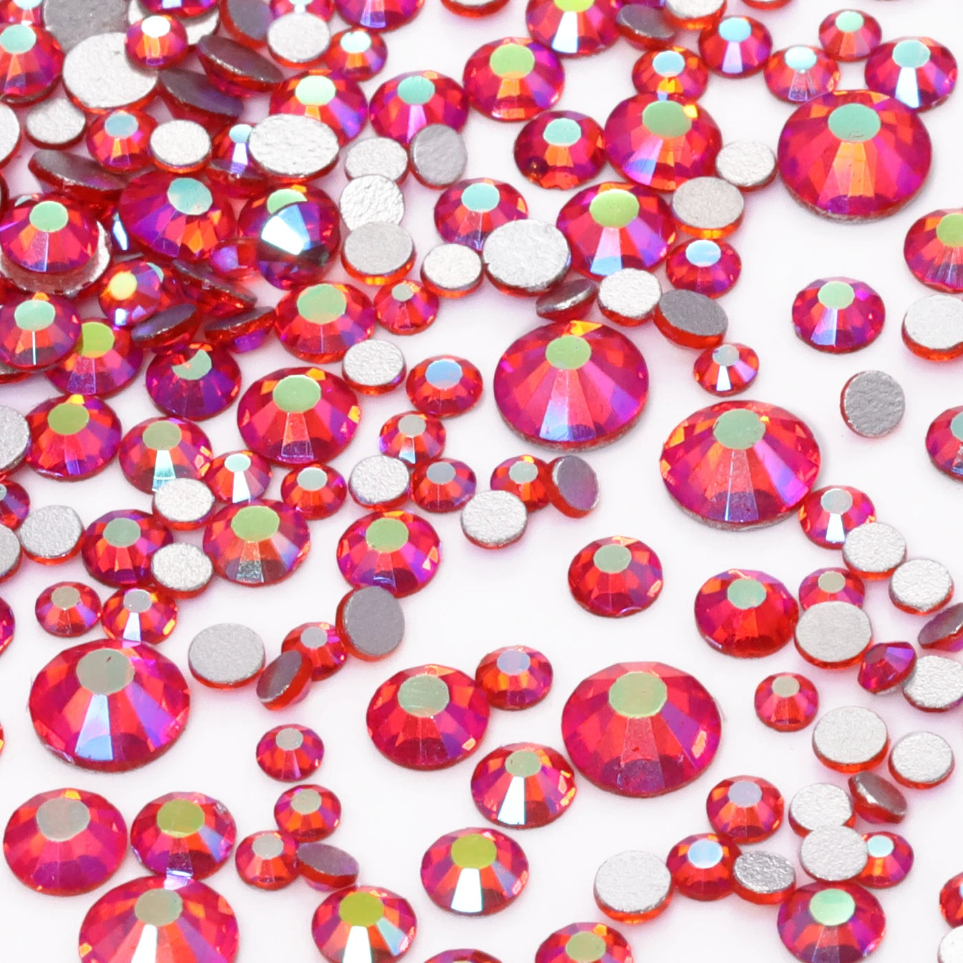 QIYI High Quality Glass Crystal AB Rhinestones  Mixed Size Ss3-ss20  Non Hotfix Flatback Crystal Rhinestones for Clothing Fabric