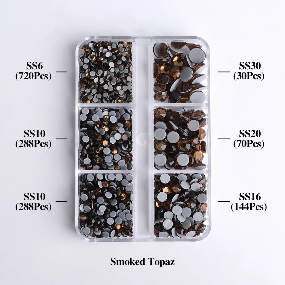 Hot Selling 6 Grid Hotfix Rhinestone Kit Mix Box Nail Charms Crystals Rhinestones Wholesale Stones for Jewellery Making