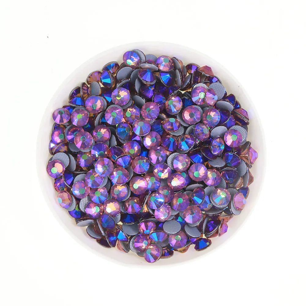 2024 Hot Fix Different Size Small Bag 1440pcs AB Color Bright Shining Clear Glass Crystal Rhinestones for Garment Decoration