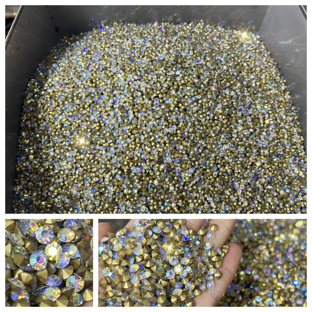 SS13 AB Pointed-Back Crystal Rhinestones Non-Hotfix Chaton Strass DIY Nail Decoration & Wedding Garment Materials