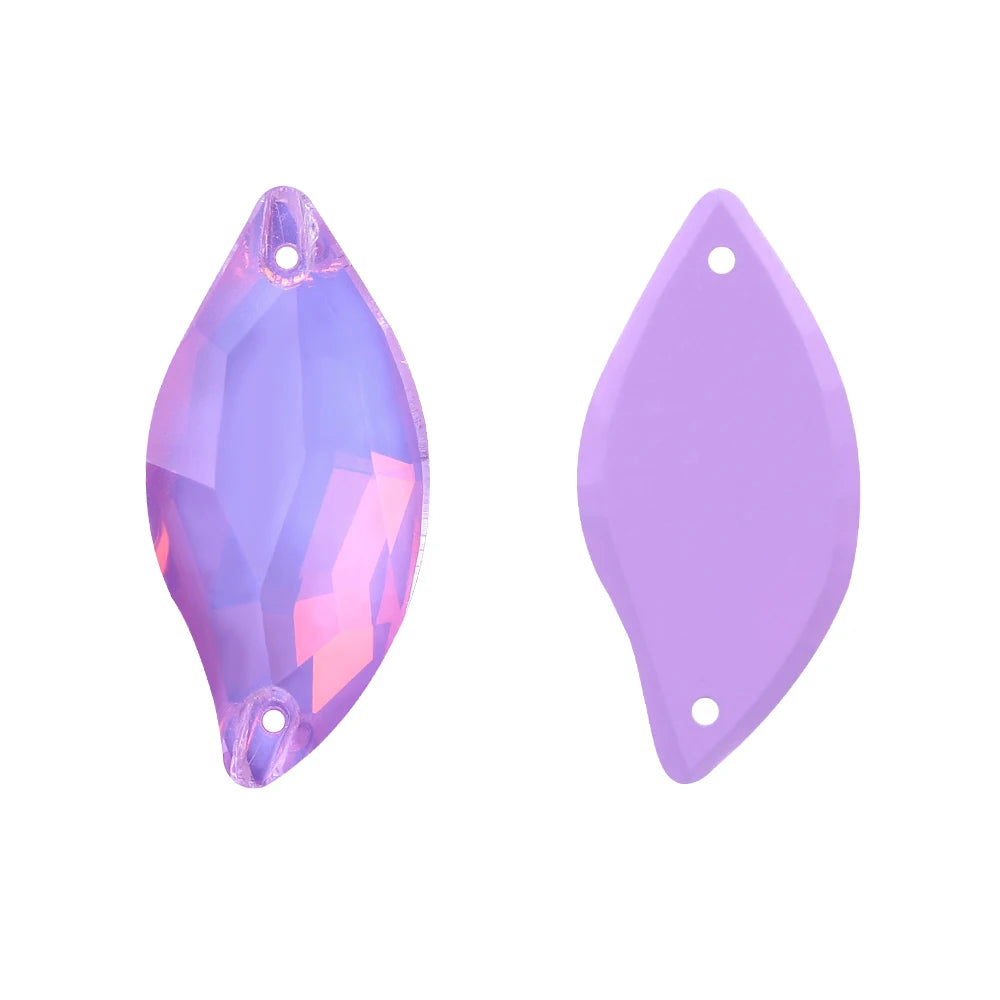 Wholesale Custom Sew-on Rhinestones 5A Quality Crystal FlatBack 2 Holes Sewing Diamond Leaf Stones Bling Wedding Decoration