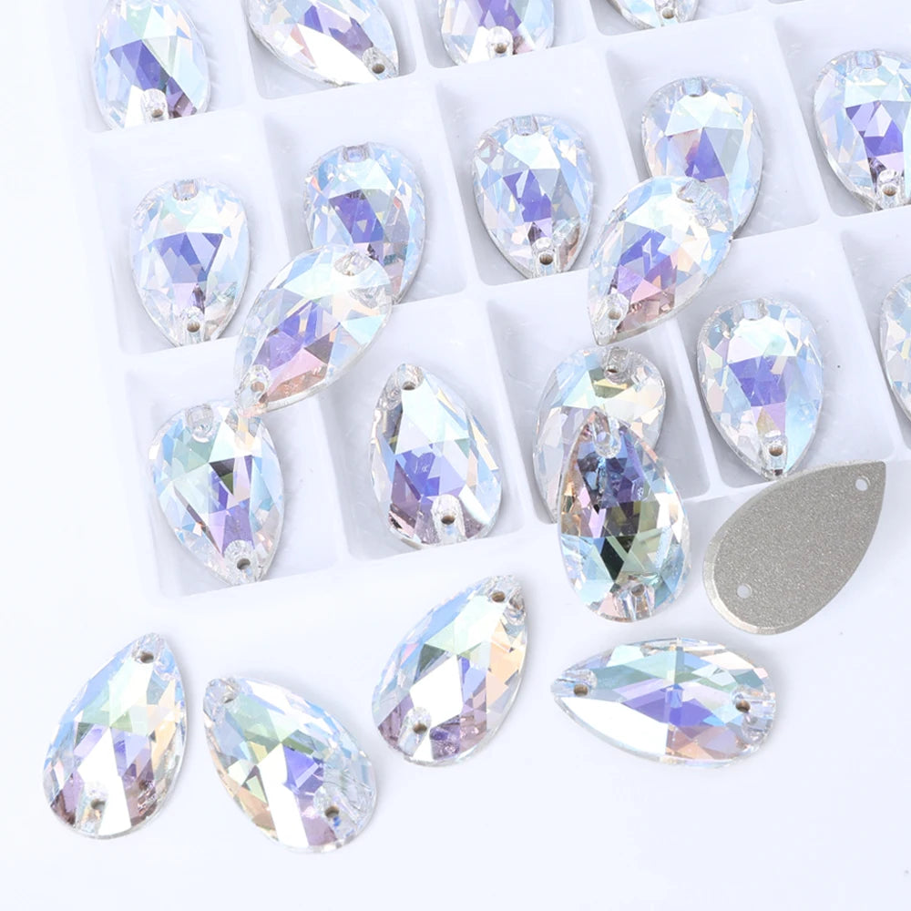 Wholesales Customize New Trend Drop  Shapes Colors Crystal Beads Sewing-On Rhinestones for Jewelry Clothes