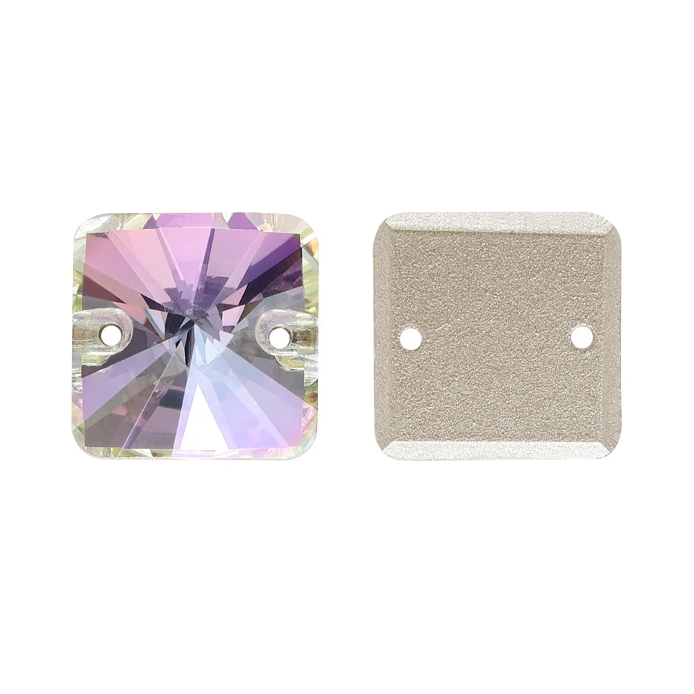 New Arrival Hot Selling Rivoli Square Shape Latest Fashion New Design Top Quality Flat Back Glass Sew-on Rhinestones (3201)