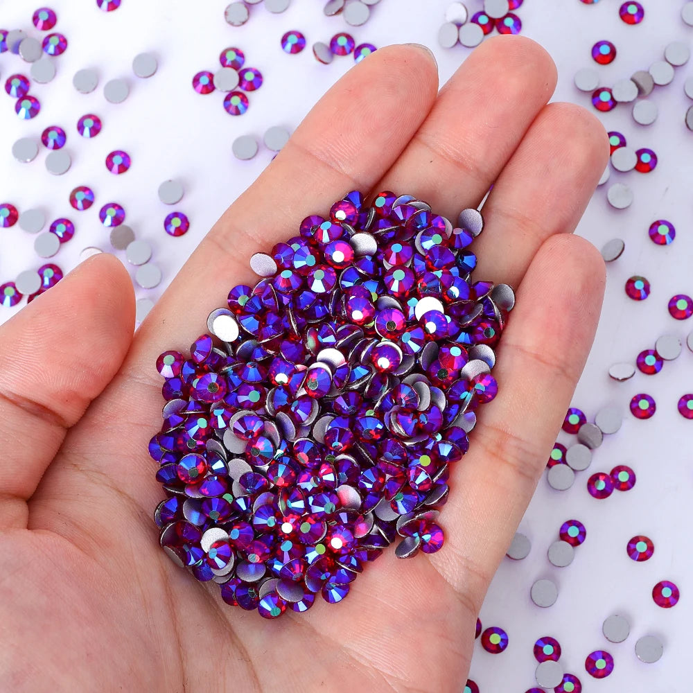 QIYI 2024 Wholesale High Quality Luxury Fashion Style Red AB Non Hofix Glass Flat Back Rhinestone for Decorate Garments Nail Art