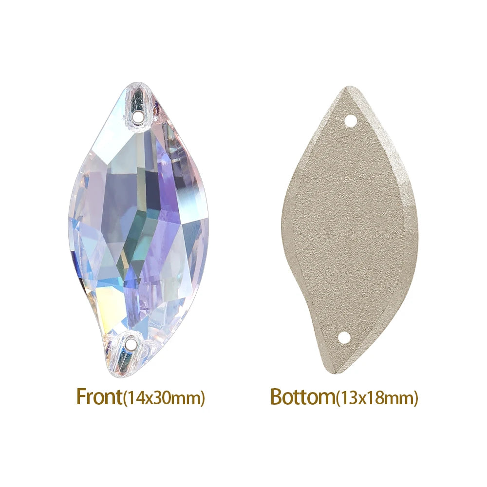 3254 QIYI Innovative Design Top Quality Grade AAAAAA Durable Clear Hard Pure Glass Flat Back Latest Fashion Sew-on Stone
