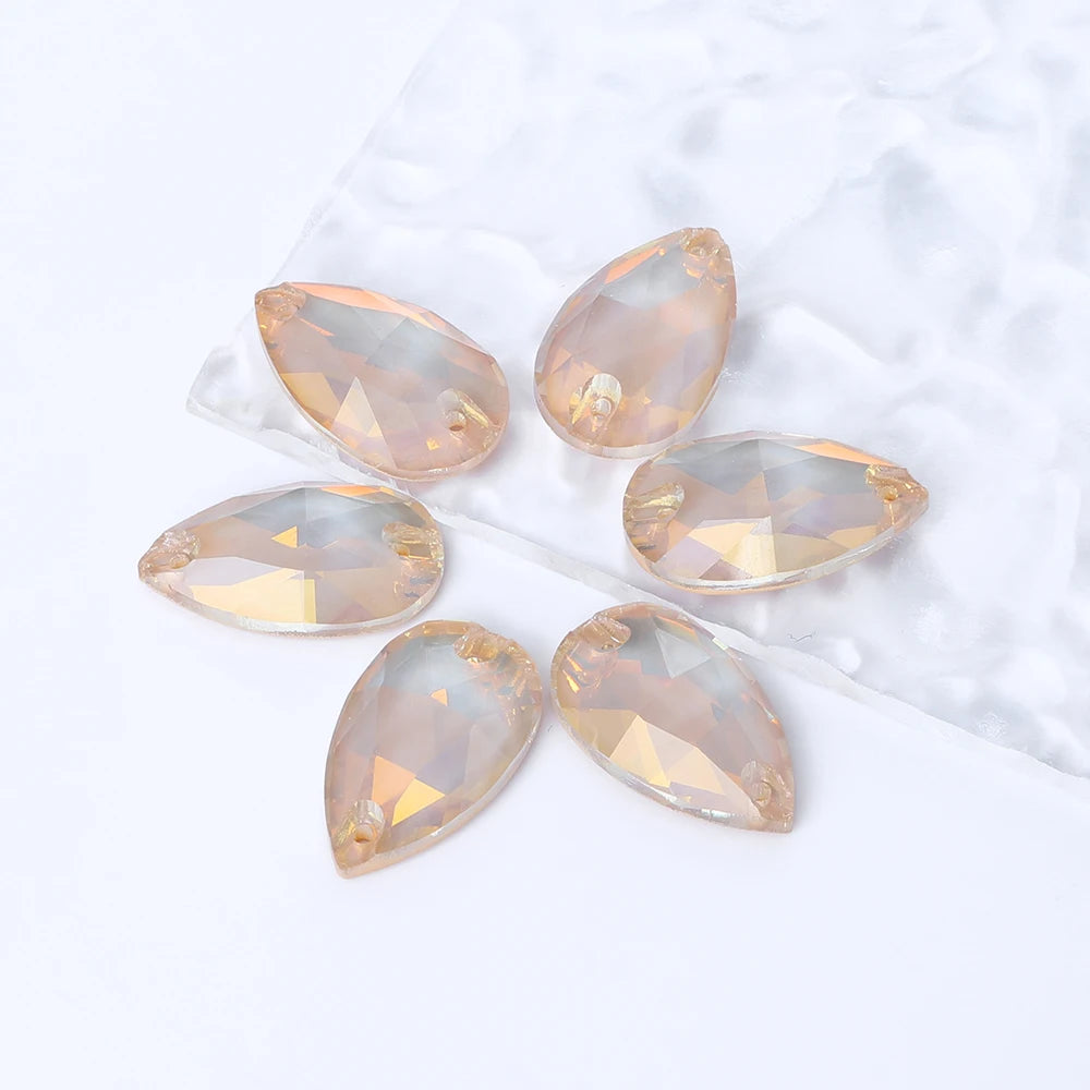 High Quality Hand-Sew on DIY Drill Drop-Shaped  Glass Crystal Rhinestone Sew-On  Setting for Shoes & Dresses for Fashion