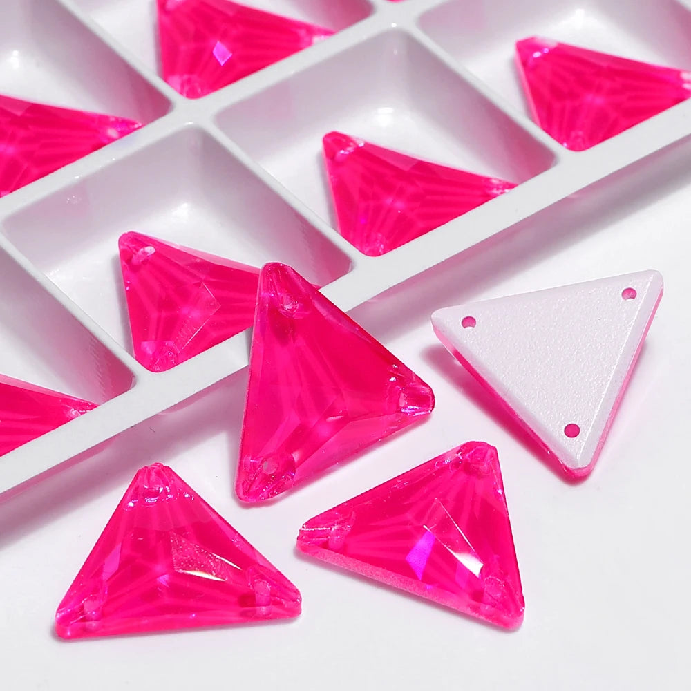 Triangle 12mm 16mm 22mm 80+Colors Sew on Rhinestones 3270  Flat Back Bling Bling Diamond Stone for Fashion Jewelry Clothes