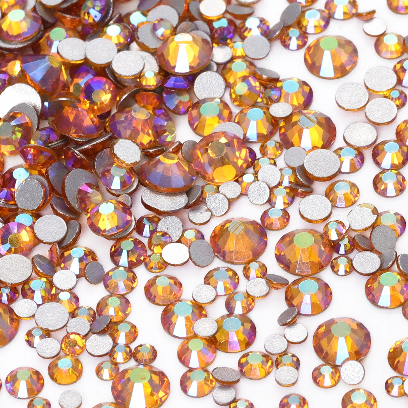 QIYI High Quality Glass Crystal AB Rhinestones  Mixed Size Ss3-ss20  Non Hotfix Flatback Crystal Rhinestones for Clothing Fabric