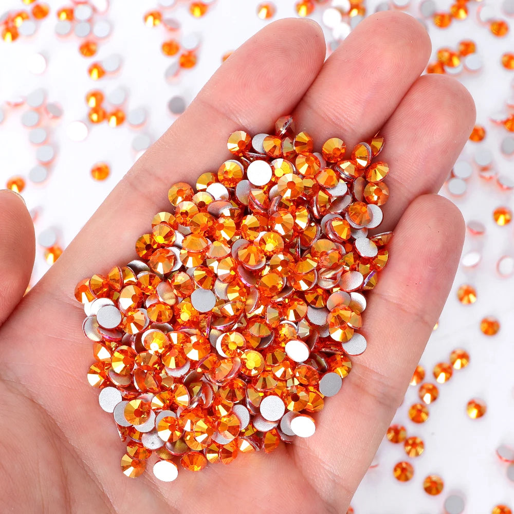 22 Kinds Metallic Colors Mineral Colors Fuchsia Rhinestone Non Hotfix Flat Back Crystal Glass  for Decorative Perfume Crafts