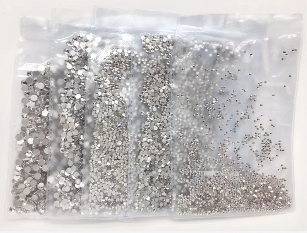 AB Crystal Hotfix Rhinestones Bulk Flatback Glass Iron-On Gems for DIY Garment Bags & Dress 14400 Pcs SS10 on Shirt Fabric