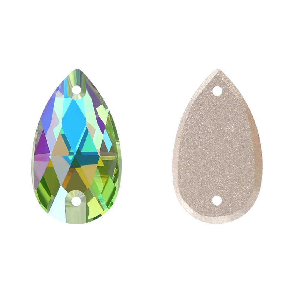 QIYI New Product Explosion Shimmer Sew on Pure Hard Glass Crystal Rhinestones 7*12mm/10*14mm/11*18mm/13*22mm/17*28mm for Garment