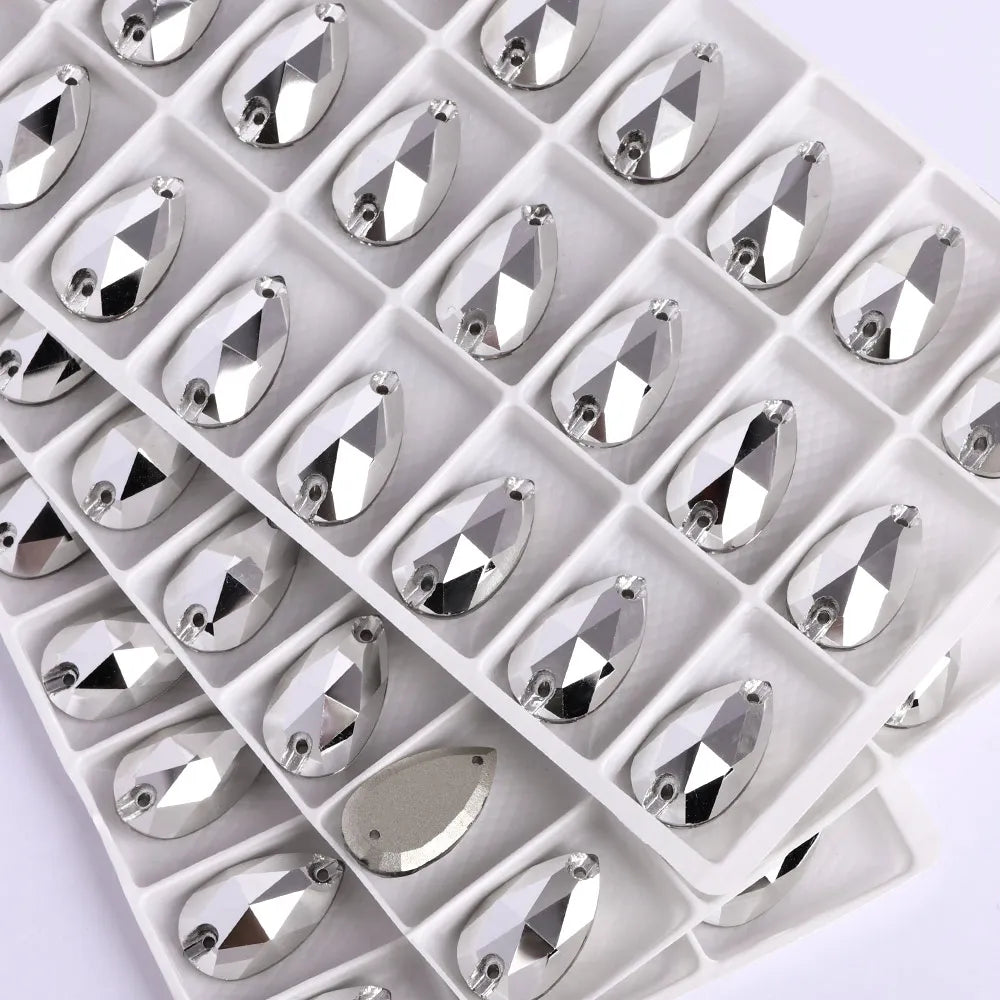 Wholesales Customize New Trend Drop  Shapes Colors Crystal Beads Sewing-On Rhinestones for Jewelry Clothes