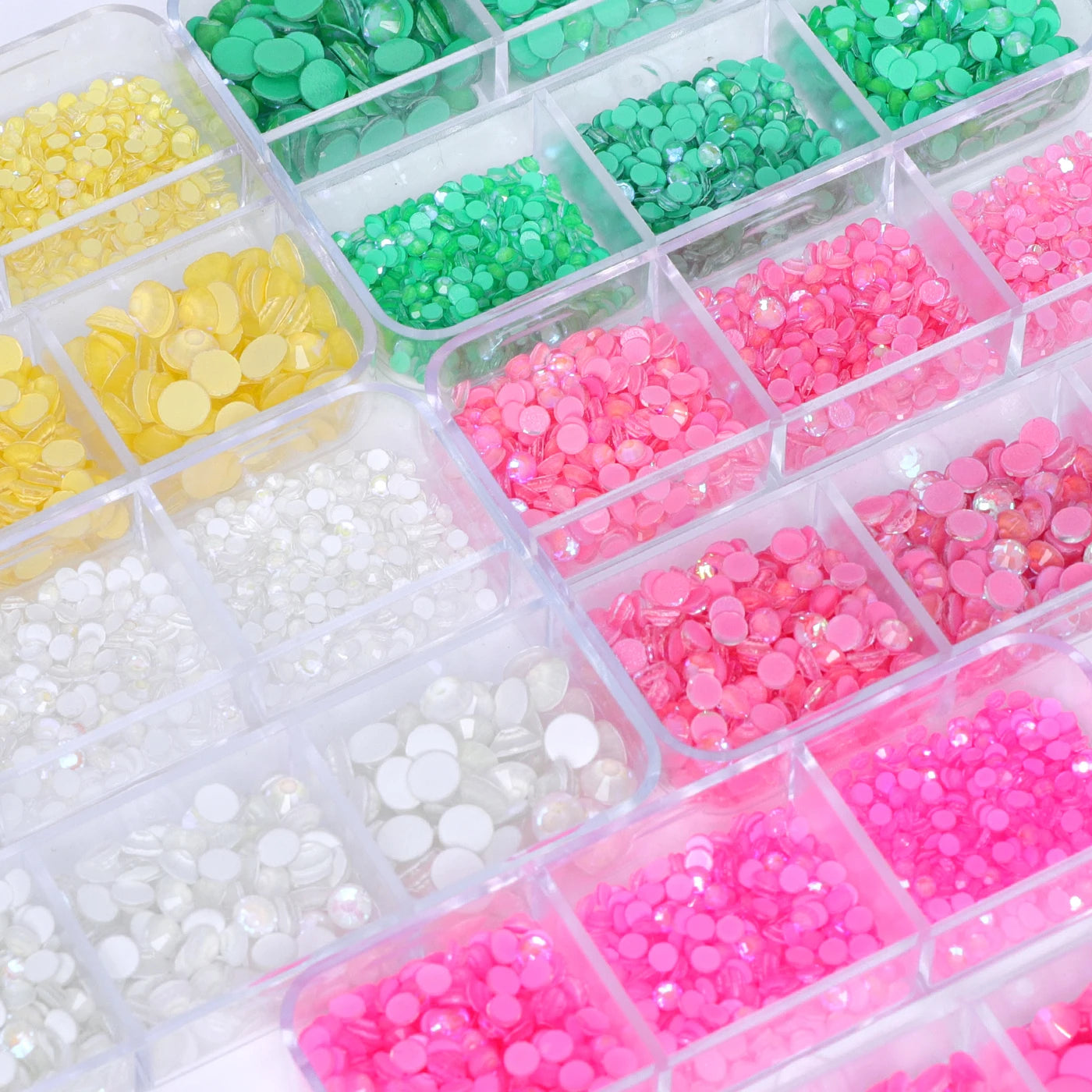 QIYI Wholesale Rhinestones Bulk 6 Grid Box Mocha SS6-SS20 Nail Charms Glass Crystal Manicure Accessories Nail Art