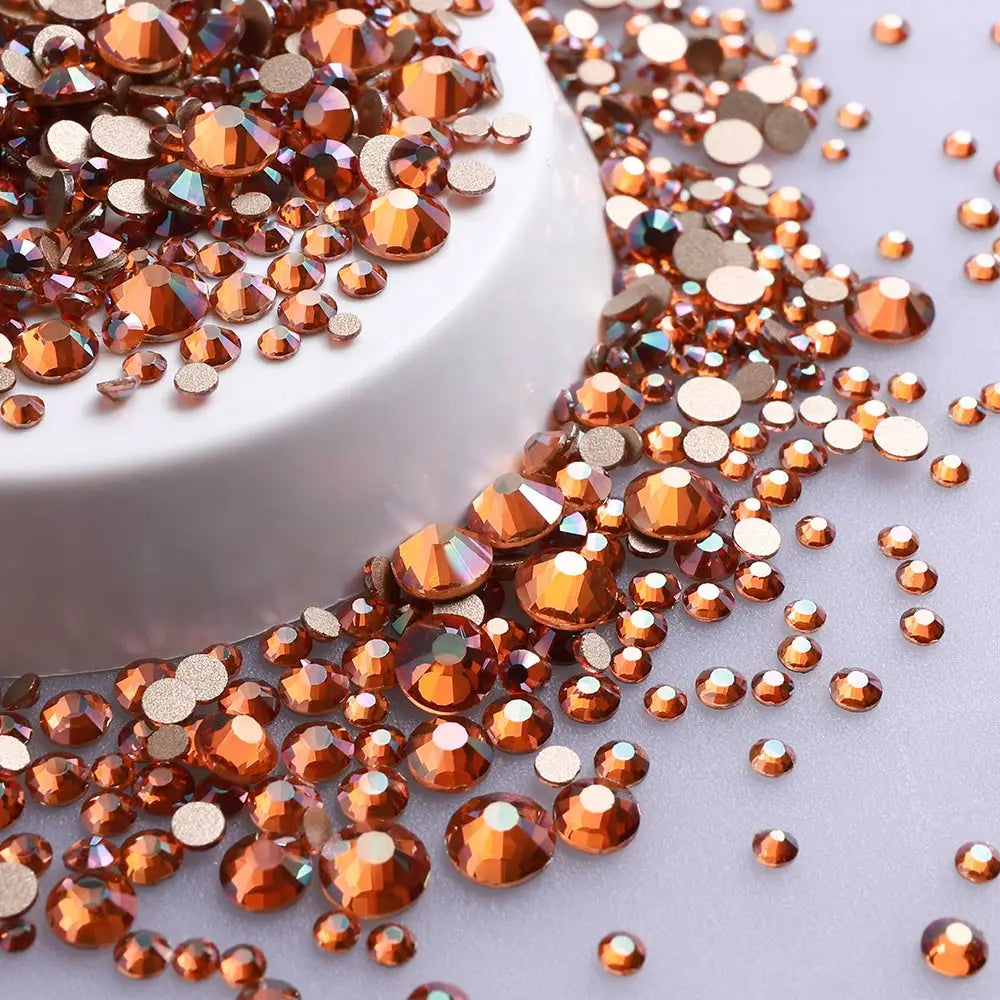 Wholesale Rhinestones 200 Colors 1440pcs  Mix Size Glue on Glass Flat Back Rhinestone Bulk Glass Rhinestone Crystal for Garment