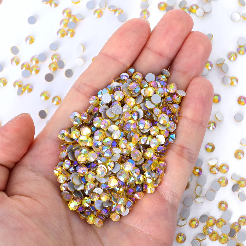 QIYI Wholesale 14400pcs Bulk Package Non Hotfix Rhinestones Glitter Bling Glue on Rhinestones for Accessories