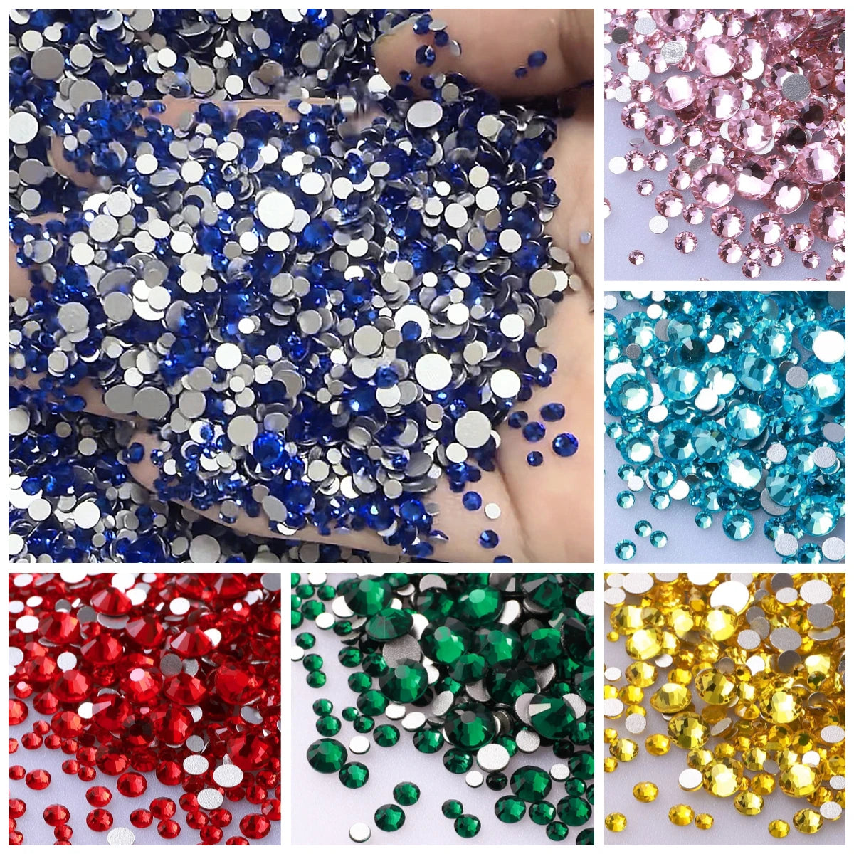 QIYI Wholesale Mixed Size Ss4-ss20 Bling Crystal Rhinestones Bulk for Decorative Nail Art Crafts