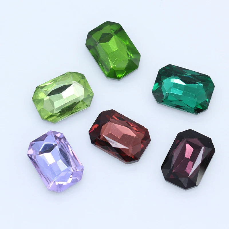 24-colors Rectangle fancy Glass stone pointed back foiled crystal rhinestone Jewels Counter decorations clothes shoes bags Gems