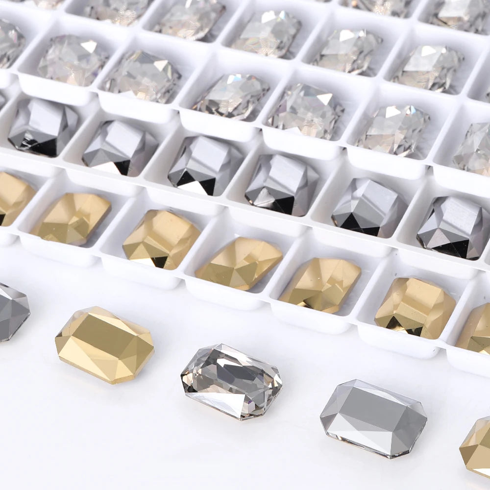 QIYI K9 Glass Grade AAAAAA Loose Rhinestones Maxi Cushion Octagon Point Back Stones