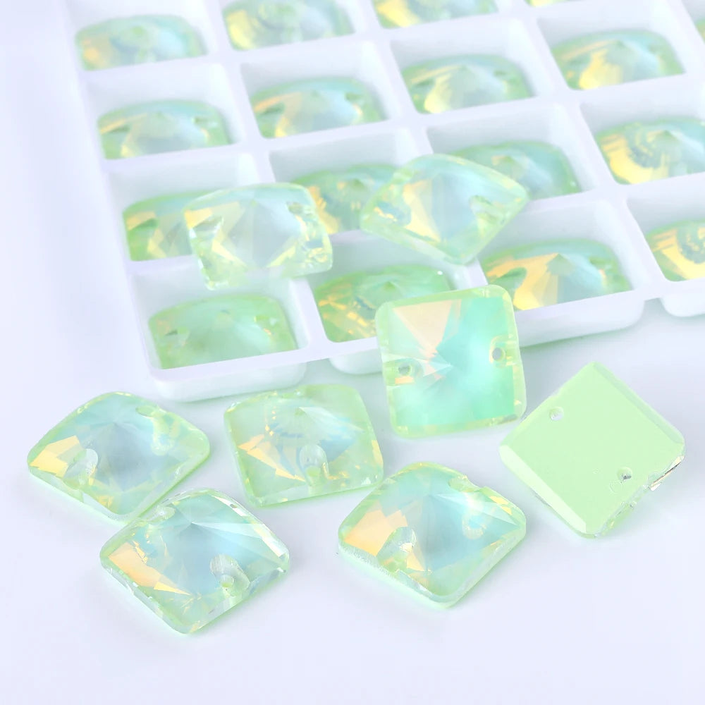 Rivoli Square 15Colors K9 Ready to Ship Glass Sew-on Rhinestone Bling Bling Accessories for Decoration Garments Dress