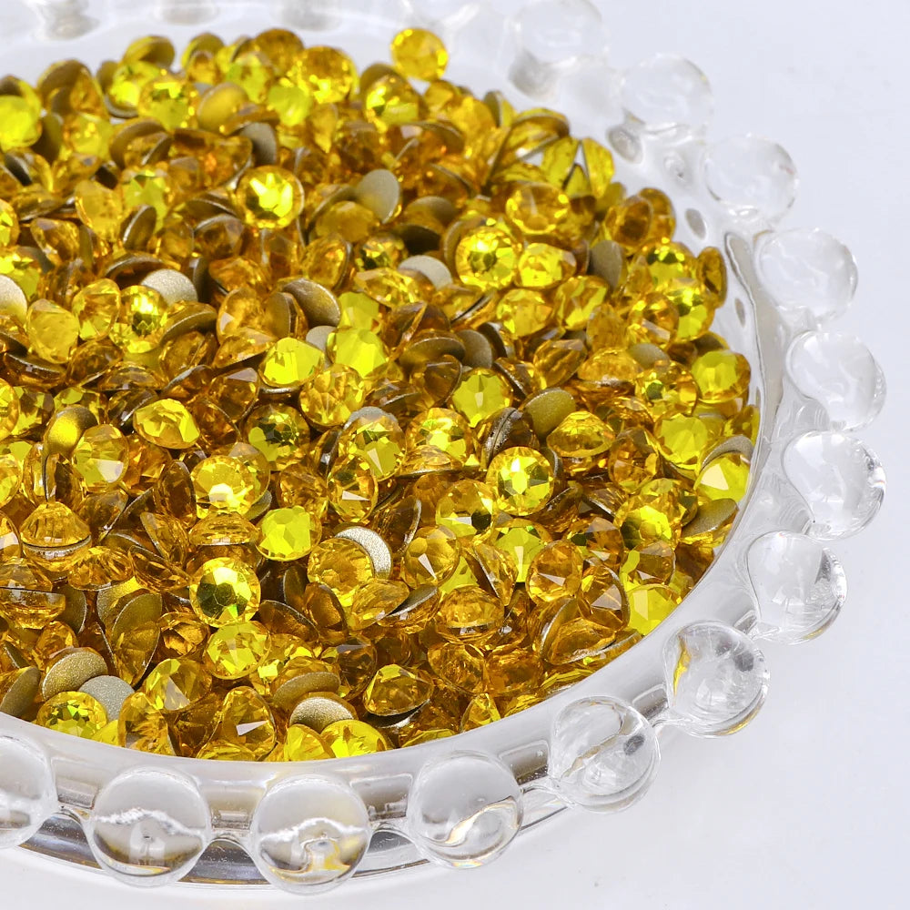 SS10-SS40 Colorful Non Hotfix Rhinestones Golden Base Flat Back Bling Glitter Glass Stones Crystal Strass Diamond for Nail