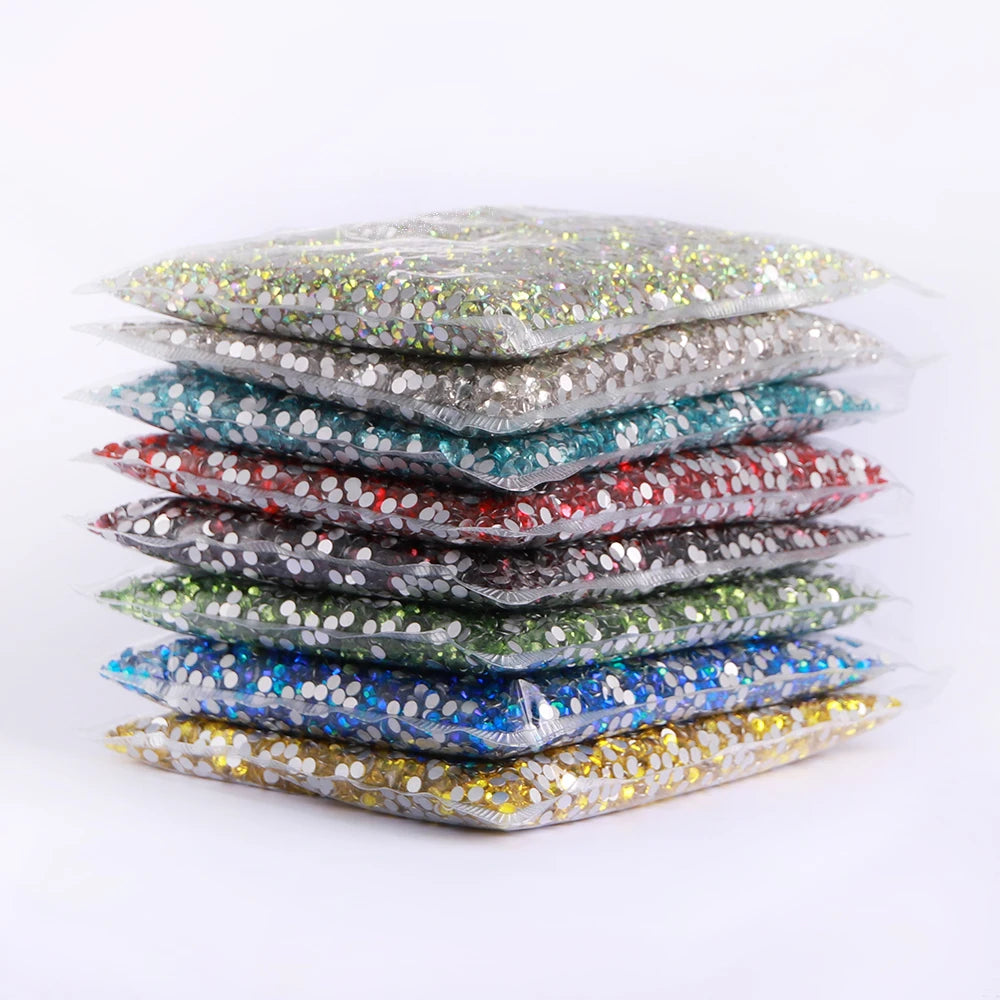 Wholesale 14400pcs Glass Crystal Glue on Rhinestones Bulk Non Hotfix Flatback Rhinestones for Wedding Accessories