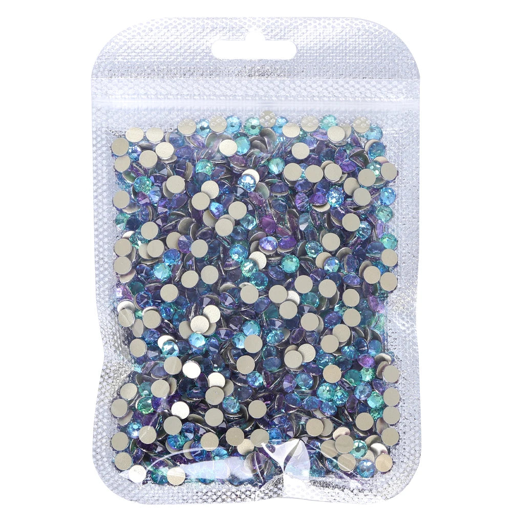 16 Cuts Neon Colors Glass Crystal Rhinestone SS10-SS30 8 Big 8 Small Flatback Rhinestones Grade AAAAAA White Back for Gym