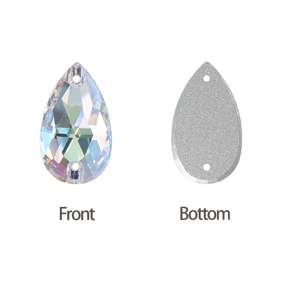 Hot Selling QIYI Brand 55 Colors Multi Size Multi Shape High Quality Flat Back Drop Sew-on Glass Crystal Rhinestones 16 Facets