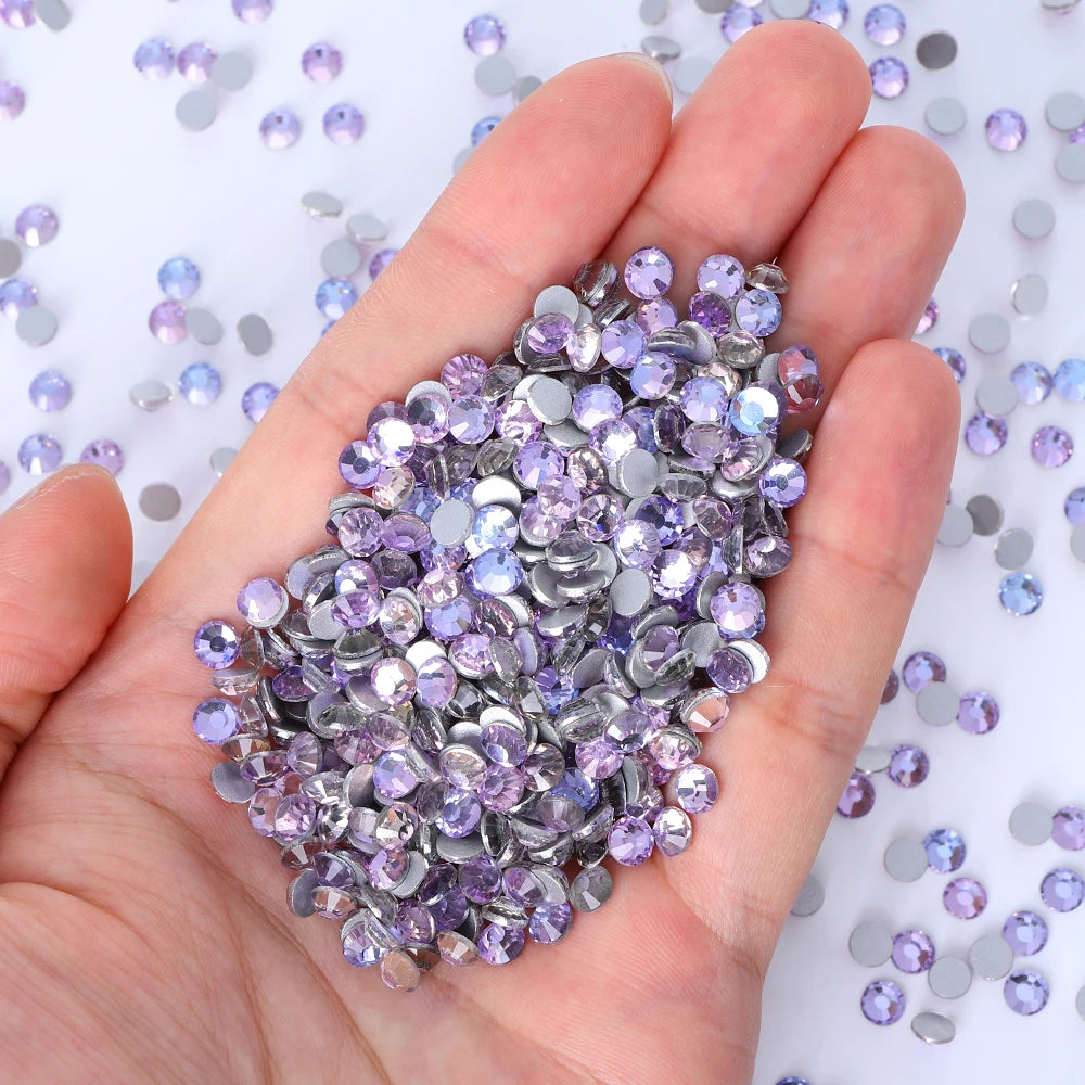 QIYI Wholesale Purple Pink  Brown Over 200 Colors Non Hotfix FlatBack Stone Glass Crystal AB Rhinestones for Tumbler