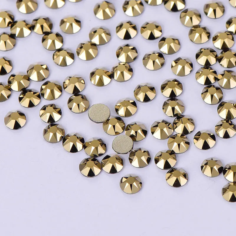 High Quality 16 Cut Facets  Crystal AB Rhinestone Gold Base Non Hot Fix Flatback  Rhinestones Bulk for Dress