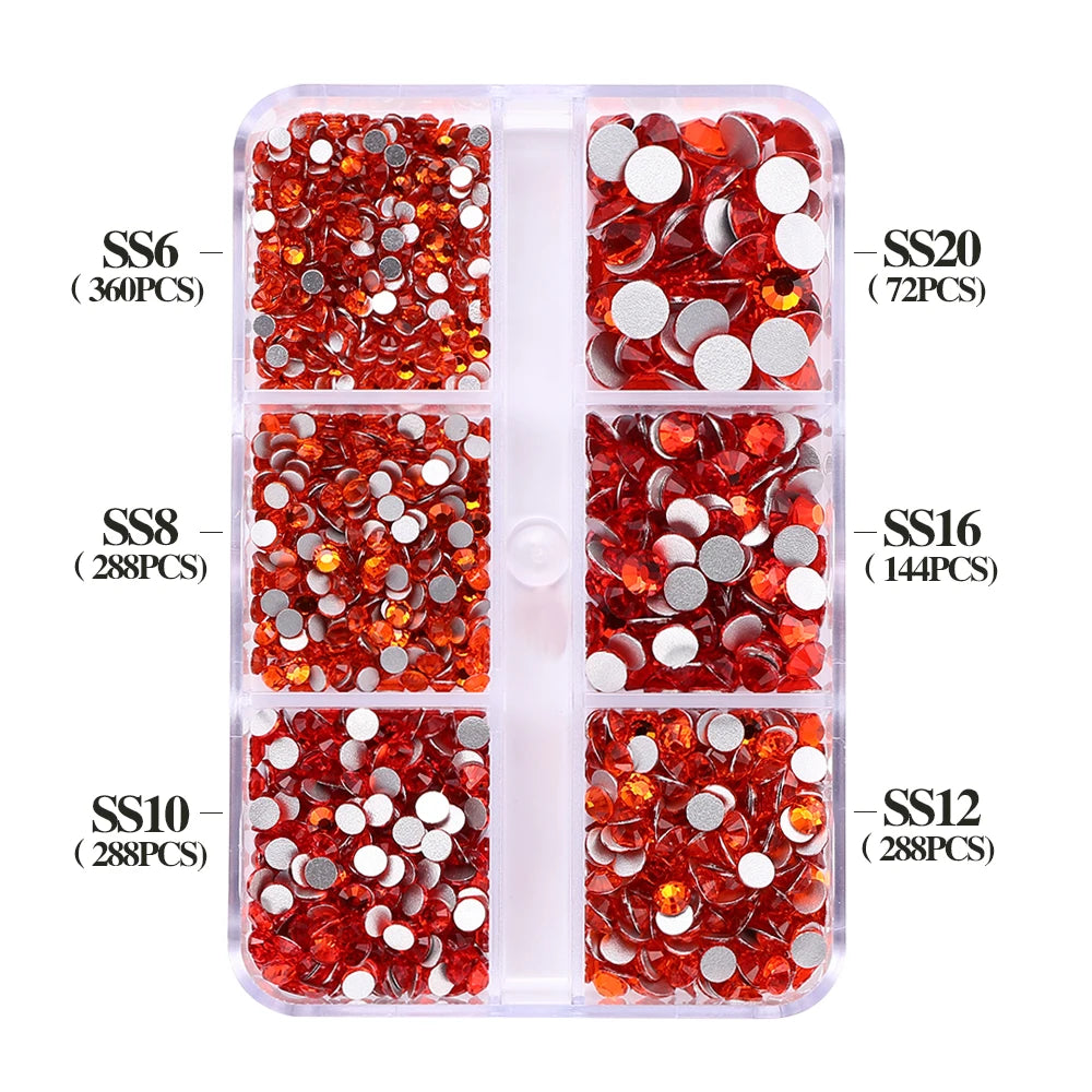 Wholesale Round Crystal Mixed Size Ss6-ss20 Flat Back Non Hot Fix Rhinestones With Box Package
