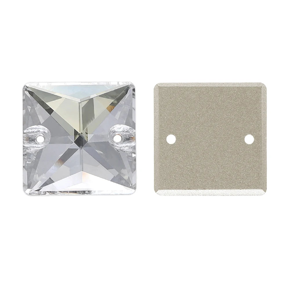 Wholesale Custom Square Sew-on Loose Rhinestones 5A Quality Crystal FlatBack 2 Holes 12 Facets Sewing Bling Decoration