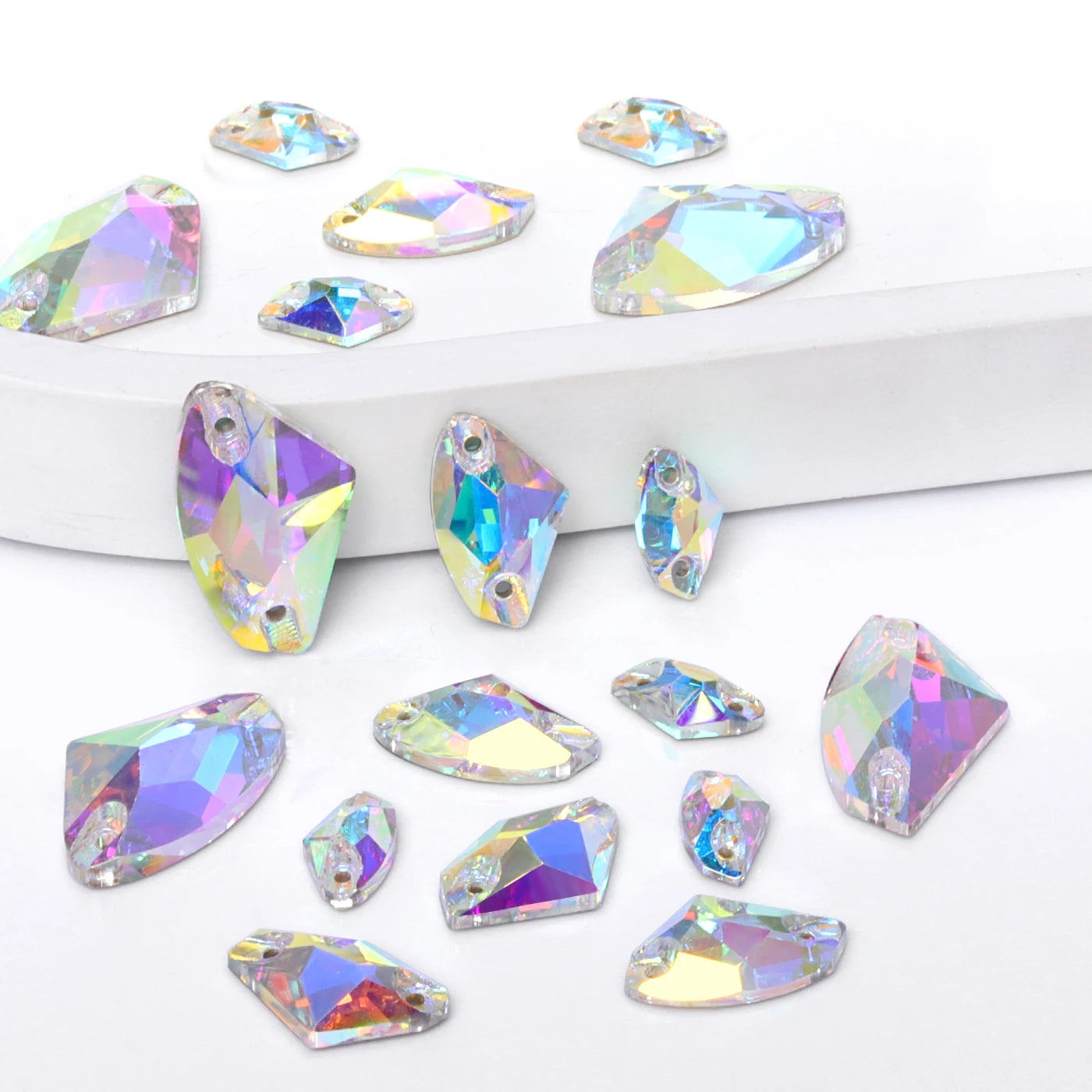 High Quality  Mixedsize Galactic Sew-on Glass Rhinestones  Flatback 2 Holes Bulk Sewing Strass for Bags & Garment Jewelry Bling