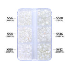QIYI Wholesale Rhinestones Bulk 6 Grid Box Mocha SS6-SS20 Nail Charms Glass Crystal Manicure Accessories Nail Art