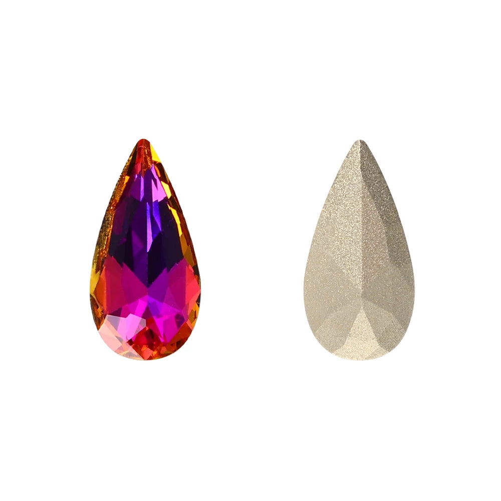 QIYI K9 Glass Tear Drop Shape Effect Color High Quality Fancy Shape Sparkling Bright Shining Point Back Stones for Decoration