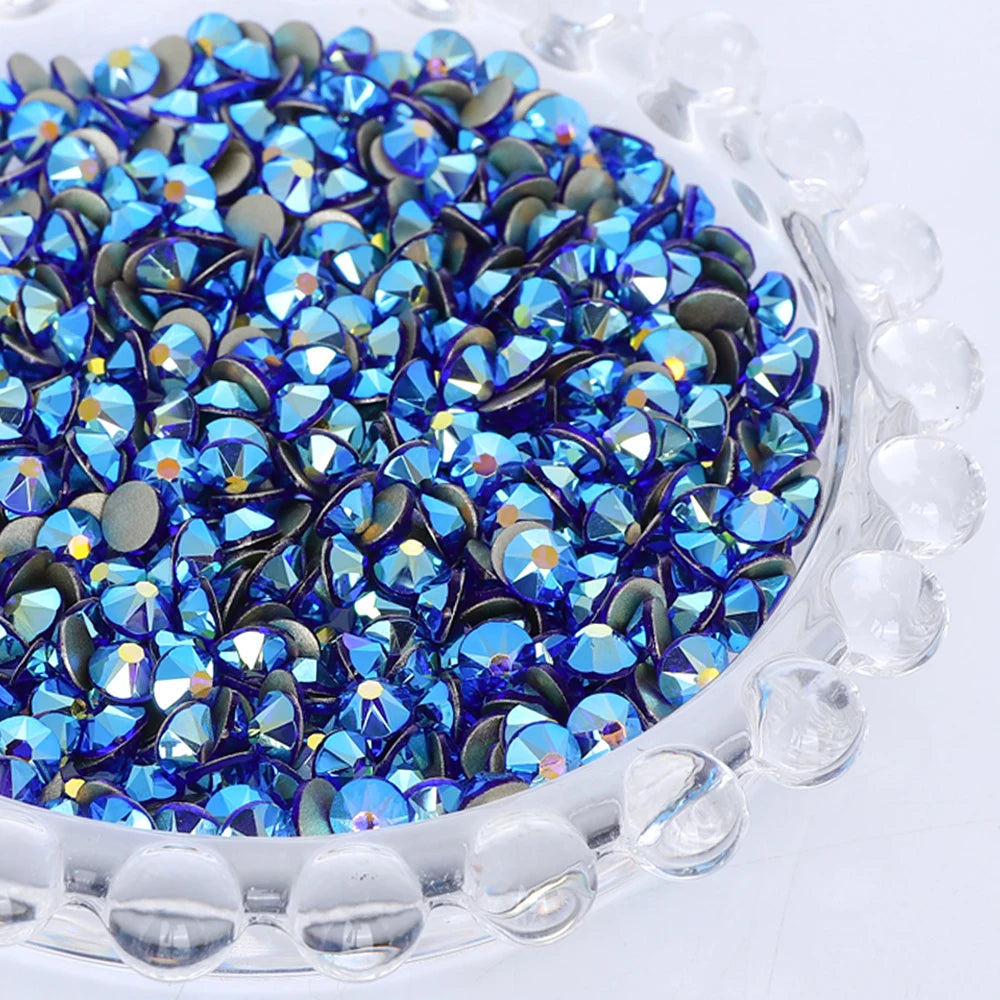 SS10-SS40 Colorful Non Hotfix Rhinestones Golden Base Flat Back Bling Glitter Glass Stones Crystal Strass Diamond for Nail