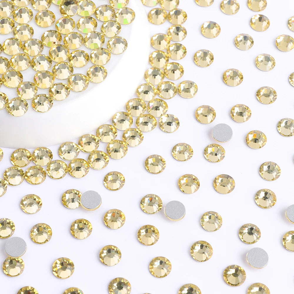 QIYI Wholesale 14400pcs Bulk Package Flatback Rhinestones Glitter Bling Glue on Luminous Rhinestones for Accessories