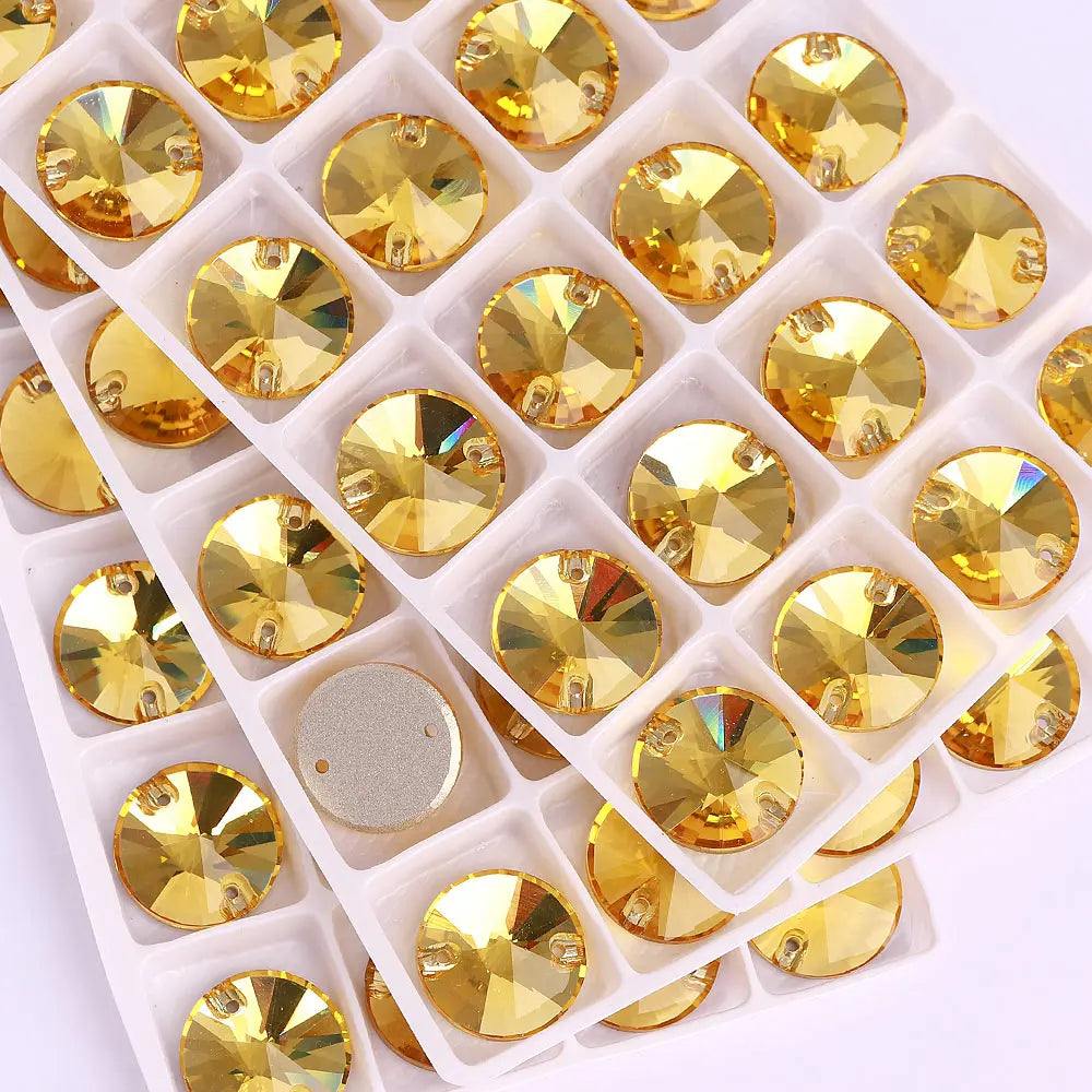 Ready to Ship Neon Rivoli Rhinestones 55 Colors Crystal  Sew-on Rhinestones Glass Clothing Flatback Sewing Stones for Women