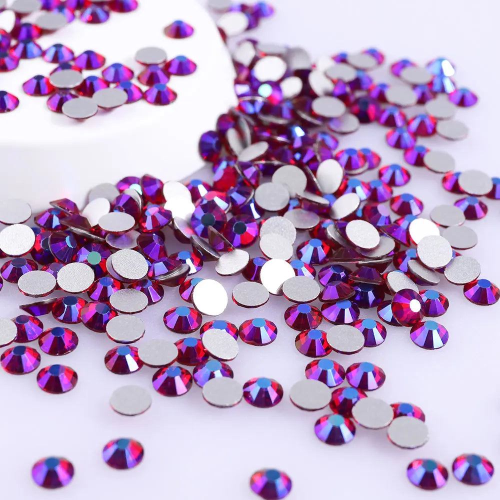 Wholesale Colorful Glitter Glass Rhinestones Flat Back Non Hotfix Crystal Rhinestone Nails for Earring Jewelry Accessory