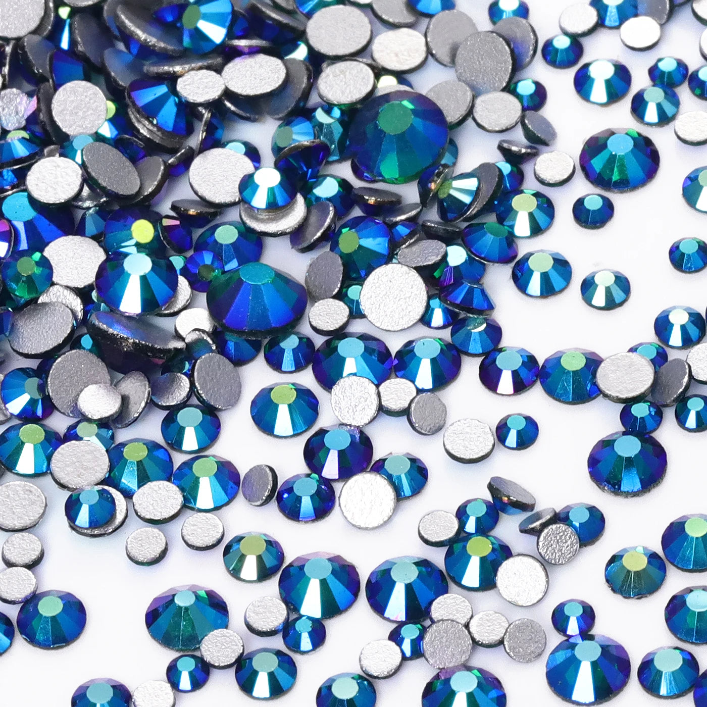 QIYI High Quality Glass Crystal AB Rhinestones  Mixed Size Ss3-ss20  Non Hotfix Flatback Crystal Rhinestones for Clothing Fabric