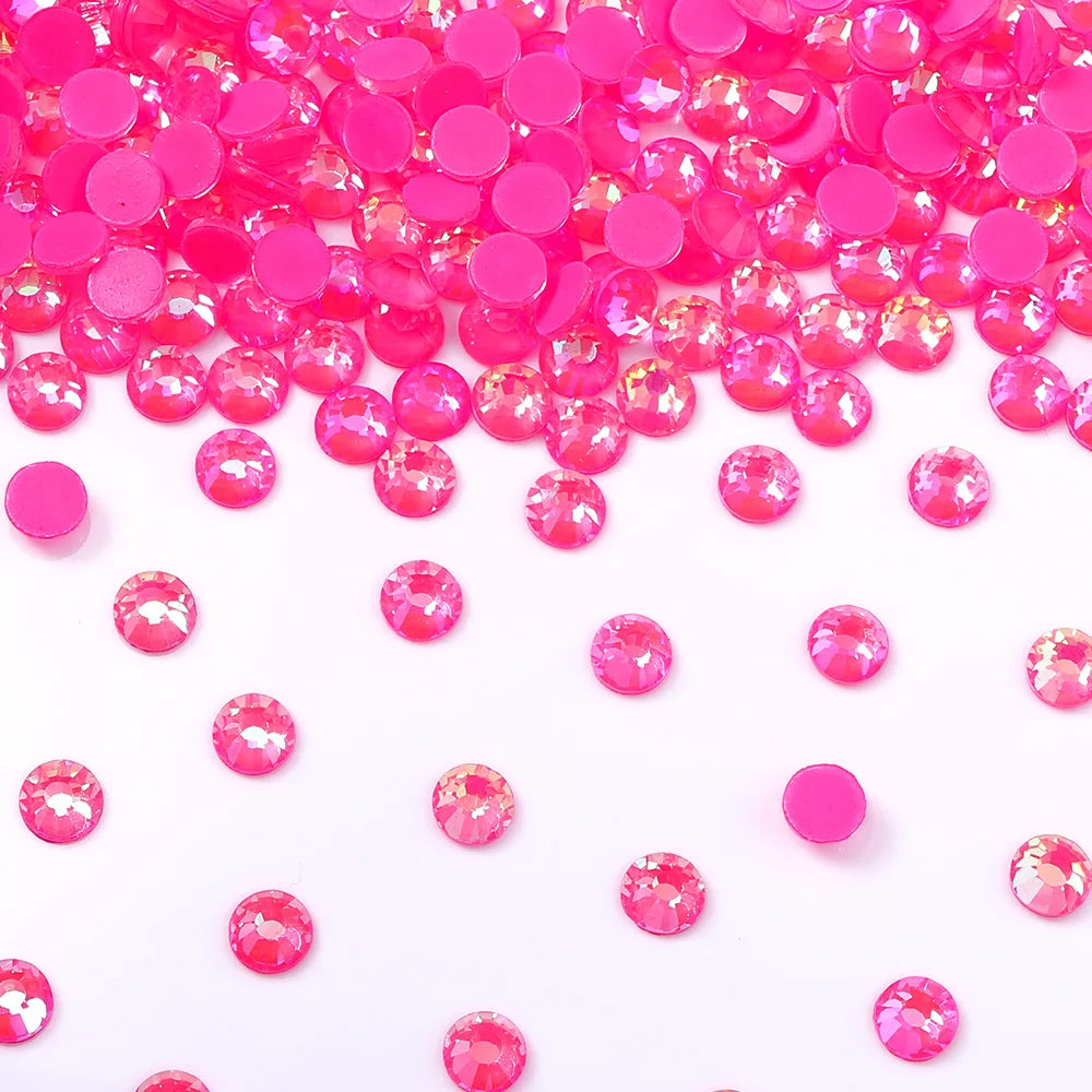 34Kinds Pink Color SS6-SS30 Crystal Rhinestones Bling Bling Glitter Glue on Rhinestones for Gymnastics Performance Clothing