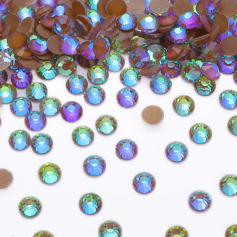 Wholesale Luminous Mocha Shimmer Color Glass Flatback Rhinestones Glass Crystals Rhinestones Diamond for Fashion Jewelry Earring