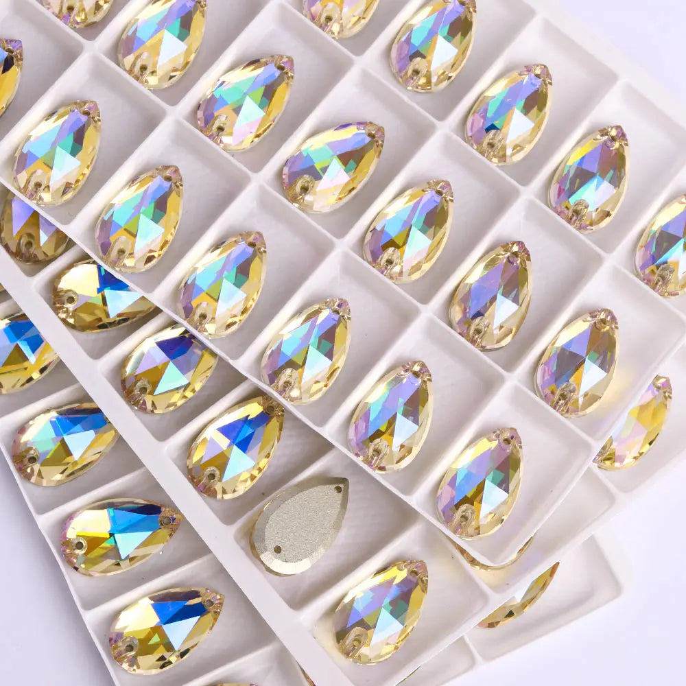 Wholesales Customize New Trend Drop  Shapes Colors Crystal Beads Sewing-On Rhinestones for Jewelry Clothes
