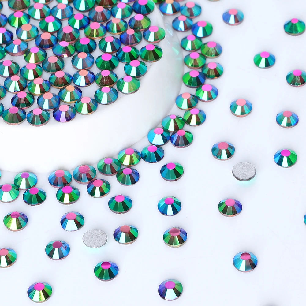 22 Kinds Metallic Colors Mineral Colors Fuchsia Rhinestone Non Hotfix Flat Back Crystal Glass  for Decorative Perfume Crafts