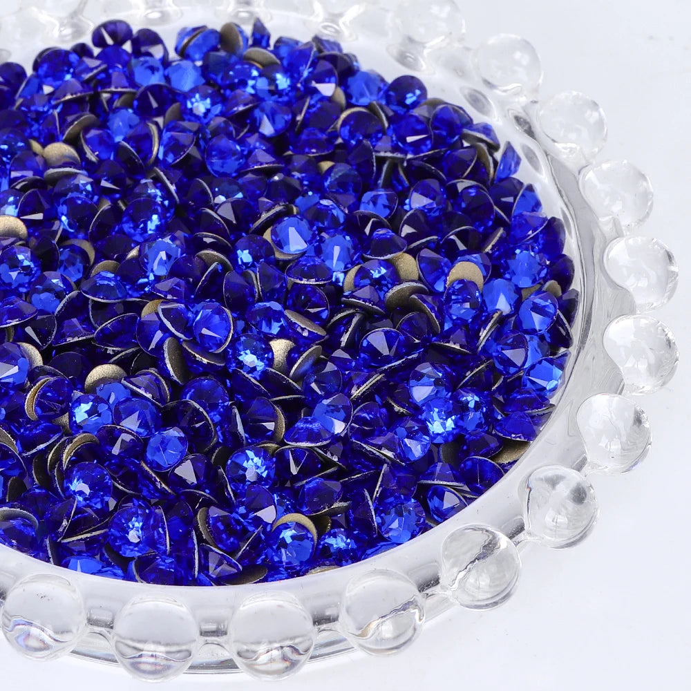 SS10-SS40 Colorful Non Hotfix Rhinestones Golden Base Flat Back Bling Glitter Glass Stones Crystal Strass Diamond for Nail