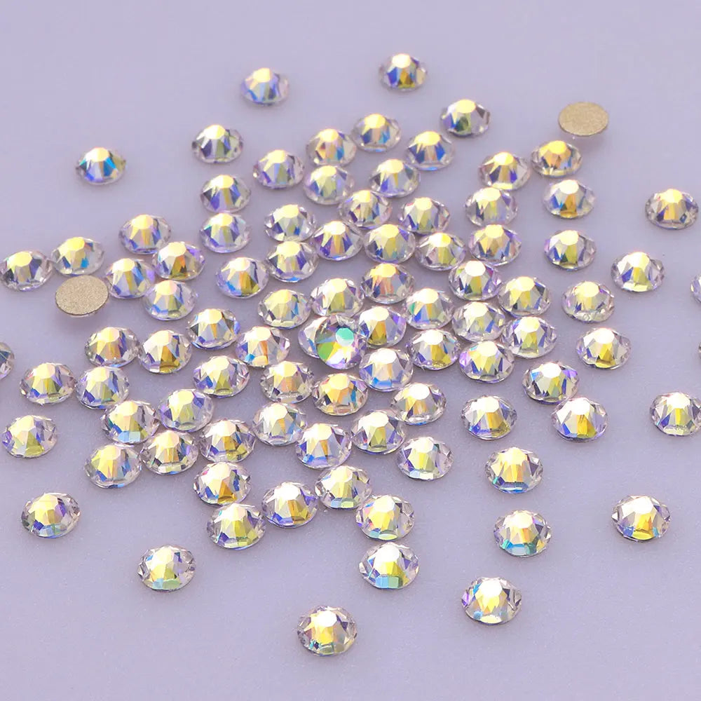 2088 Flatback Non Hotfix Rhinestones Top Quality 8 Big 8 Small 16 Cut Facets Glass Crystal Round Diamond for Wedding Dress