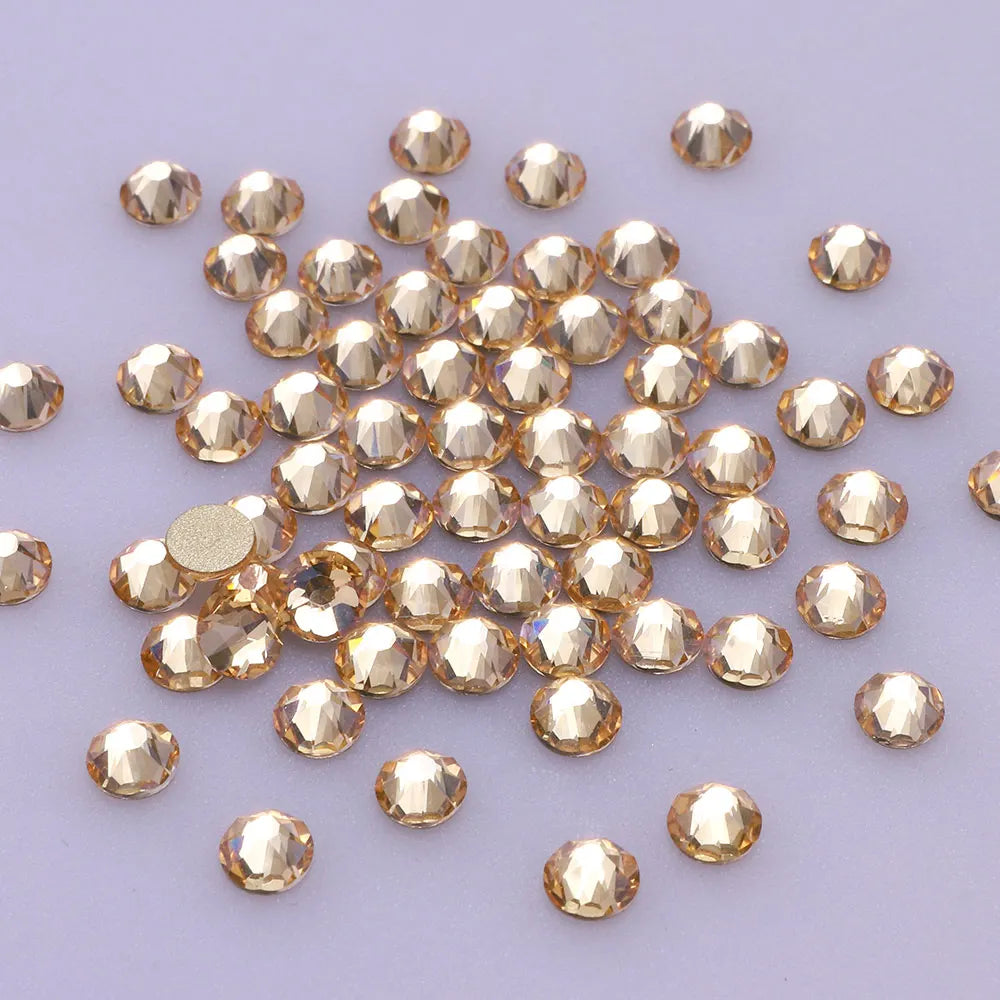 2088 Flatback Non Hotfix Rhinestones Top Quality 8 Big 8 Small 16 Cut Facets Glass Crystal Round Diamond for Wedding Dress