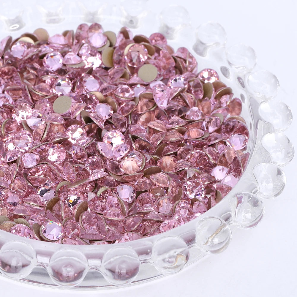 SS10-SS40 Colorful Non Hotfix Rhinestones Golden Base Flat Back Bling Glitter Glass Stones Crystal Strass Diamond for Nail