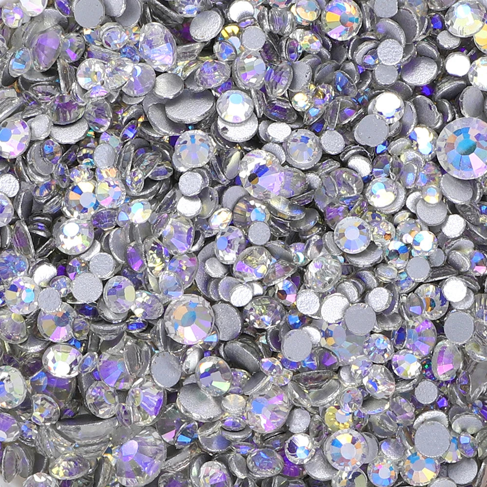 Wholesale Rhinestones 200 Colors 1440pcs  Mix Size Glue on Glass Flat Back Rhinestone Bulk Glass Rhinestone Crystal for Garment
